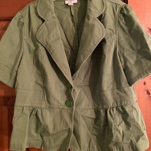 Ann Taylor Loft Green Women's Short Sleeve Blazer Jacket